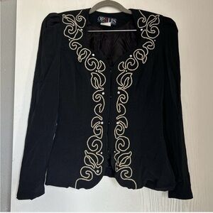 Black Embellished Blazer size 8 vintage Victorian style like new